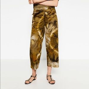 Zara Tie Dye Wide Leg CroppedTrousers
